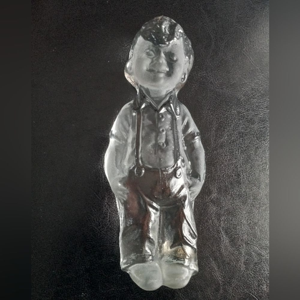 Viking Hand Made Art Glass Boy Sculpture Bookend Paperweight Figurine 8"
